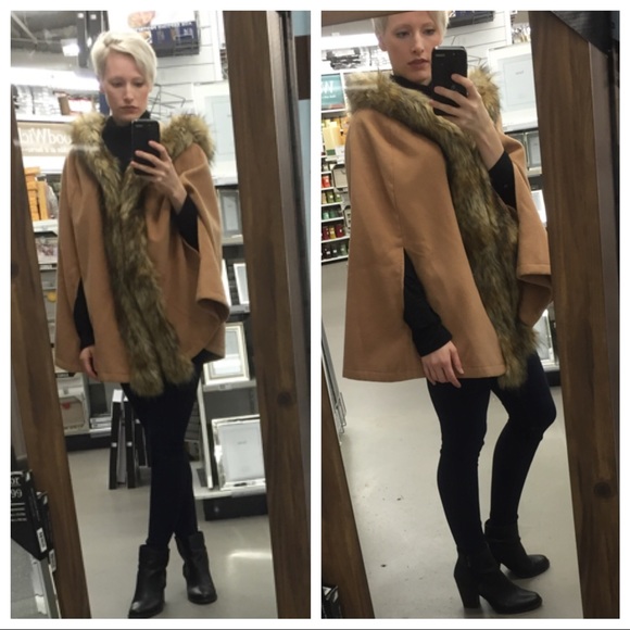 ✨Fabulous furs faux fur trimmed poncho✨ - Picture 5 of 15